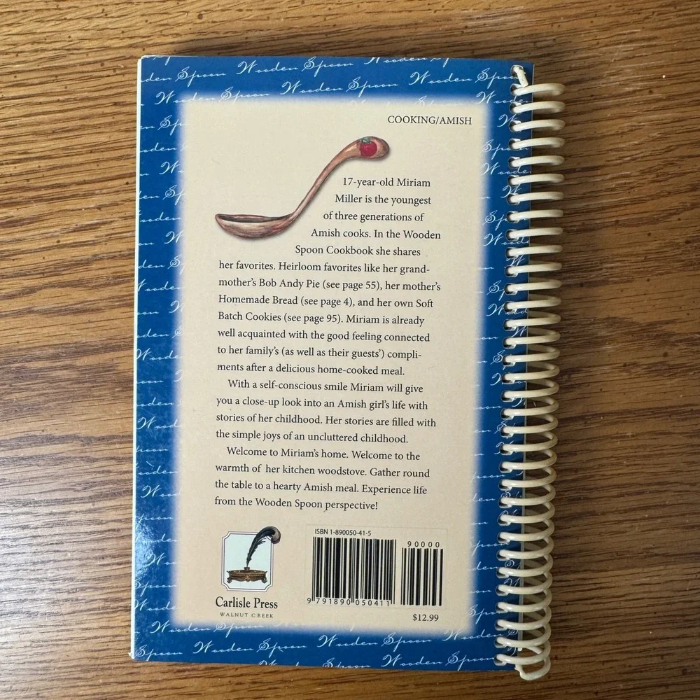The Wooden Spoon Cookbook Miriam Miller Amish Recipes Spiral Bound 2014 Printing